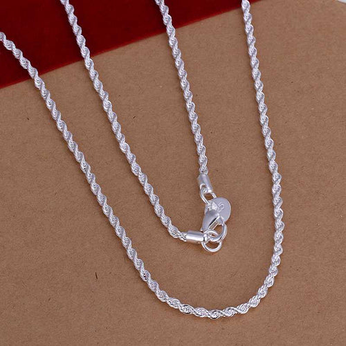 online shopping india silver plated pendant 2MM 16-24inch Twisted Rope choker jewelry display 226 ELY