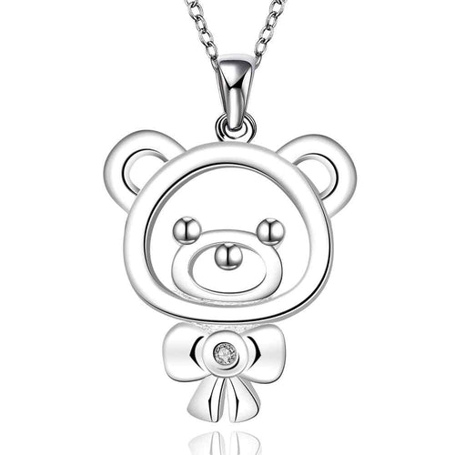 online shopping india silver-plated women necklace bear pendant collier plastron joyas ELY