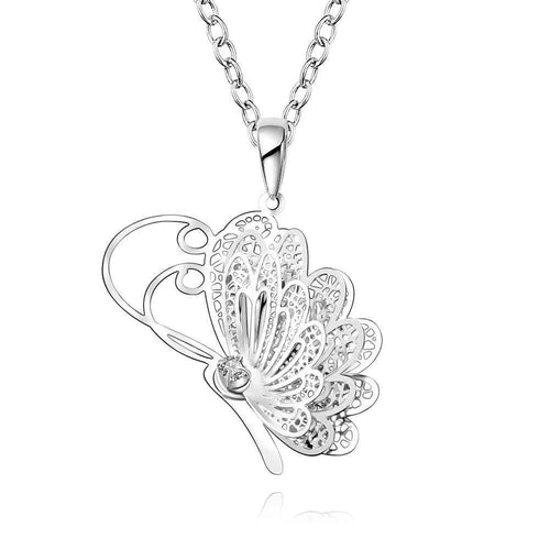 online shopping india silver plated women necklace butterfly collier Gift for her 753 ELY