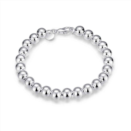 silver plated Bracelet Jewelry 8MM Rosary Ball Bead Bracelet Bangle126 ELY