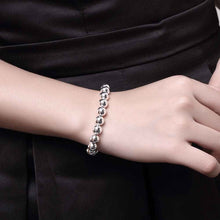 silver plated Bracelet Jewelry 8MM Rosary Ball Bead Bracelet Bangle126 ELY