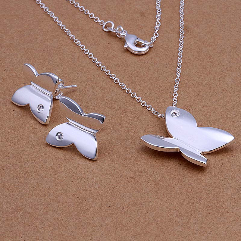 silver plated Jewelry Set Fine Charms Silver Jewelry sets Necklace Earring SMTS349 ELY