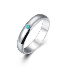 silver plated Ring Smooth Inlaid Blue Stone Ring Gift Silver Jewelry Finger Rings 1 5 ELY