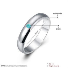 silver plated Ring Smooth Inlaid Blue Stone Ring Gift Silver Jewelry Finger Rings 1 5 ELY