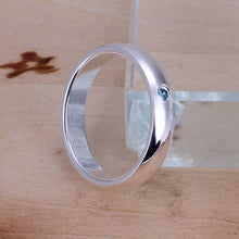 silver plated Ring Smooth Inlaid Blue Stone Ring Gift Silver Jewelry Finger Rings 1 5 ELY