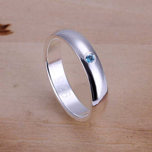 silver plated Ring Smooth Inlaid Blue Stone Ring Gift Silver Jewelry Finger Rings 1 5 ELY