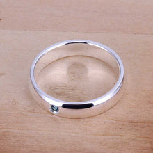 silver plated Ring Smooth Inlaid Blue Stone Ring Gift Silver Jewelry Finger Rings 1 5 ELY