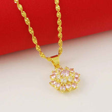 style 24k gold plated necklace Purple Crystal Flower tenis masculino collier plastron275 ELY