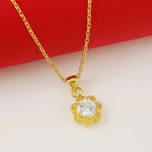 style 24k gold plated necklace Purple Crystal Flower tenis masculino collier plastron275 ELY
