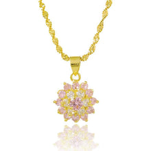 style 24k gold plated necklace Purple Crystal Flower tenis masculino collier plastron275 ELY