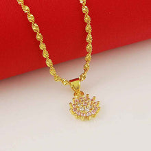 style 24k gold plated necklace Purple Crystal Flower tenis masculino collier plastron275 ELY