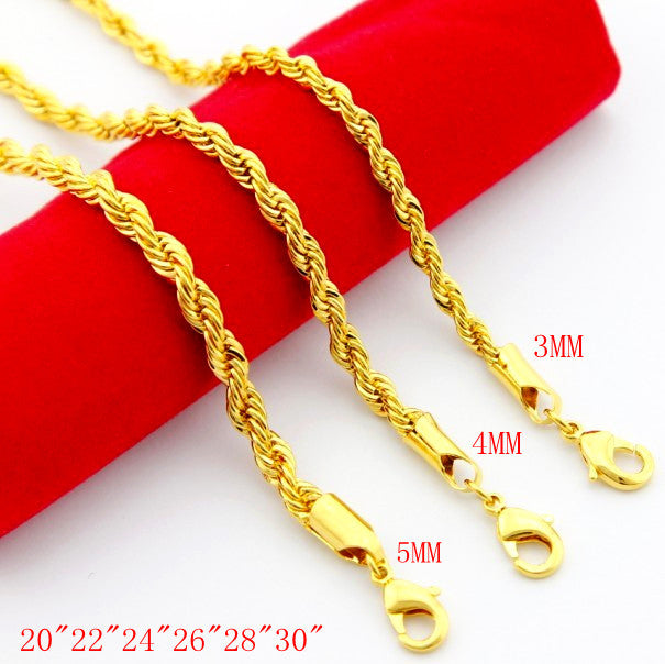 style 24k gold plated necklace men thin string bisuteria charm YHDN 96 ELY