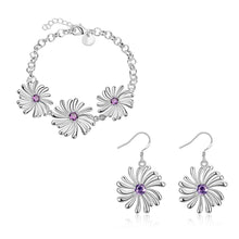 style silver jewelry sets Inlaid crystal flower necklace + bracelet Sets bijoux femme 55 ELY
