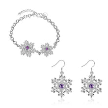 style silver jewelry sets Inlaid crystal flower necklace + bracelet Sets bijoux femme 55 ELY