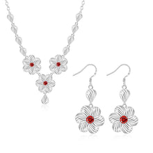style silver jewelry sets Inlaid crystal flower necklace + bracelet Sets bijoux femme 55 ELY