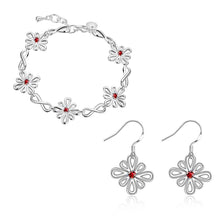 style silver jewelry sets Inlaid crystal flower necklace + bracelet Sets bijoux femme 55 ELY