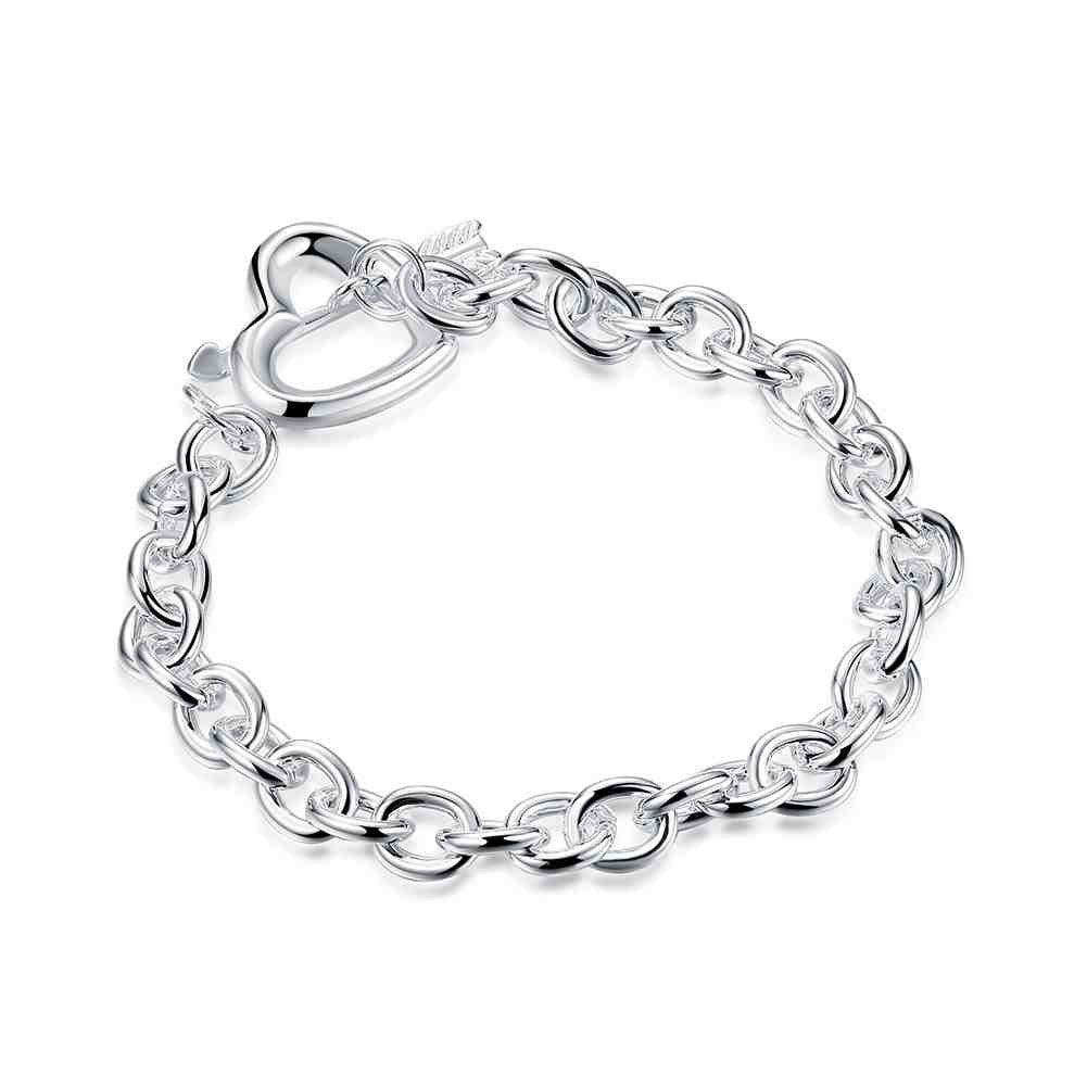 style silver plated Charms bracelet Full Heart bracelet girl Elegant HBH 16 ELY