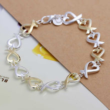 style silver plated Charms bracelet Full Heart bracelet girl Elegant HBH 16 ELY