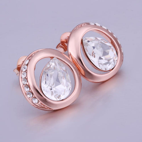 18K Gold Plating earring lko crystal in circle stud earrings pendientes bear love ELY