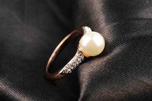 austrian crystal rings rose golden imitation pearl beads anel feminino charms ELY