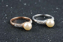 austrian crystal rings rose golden imitation pearl beads anel feminino charms ELY
