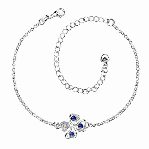 jewelry of silver anklet Clover flower set crystal bracelet leg Jewelry European Style ELY
