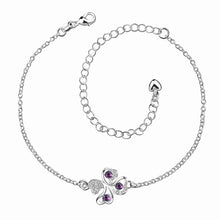 jewelry of silver anklet Clover flower set crystal bracelet leg Jewelry European Style ELY