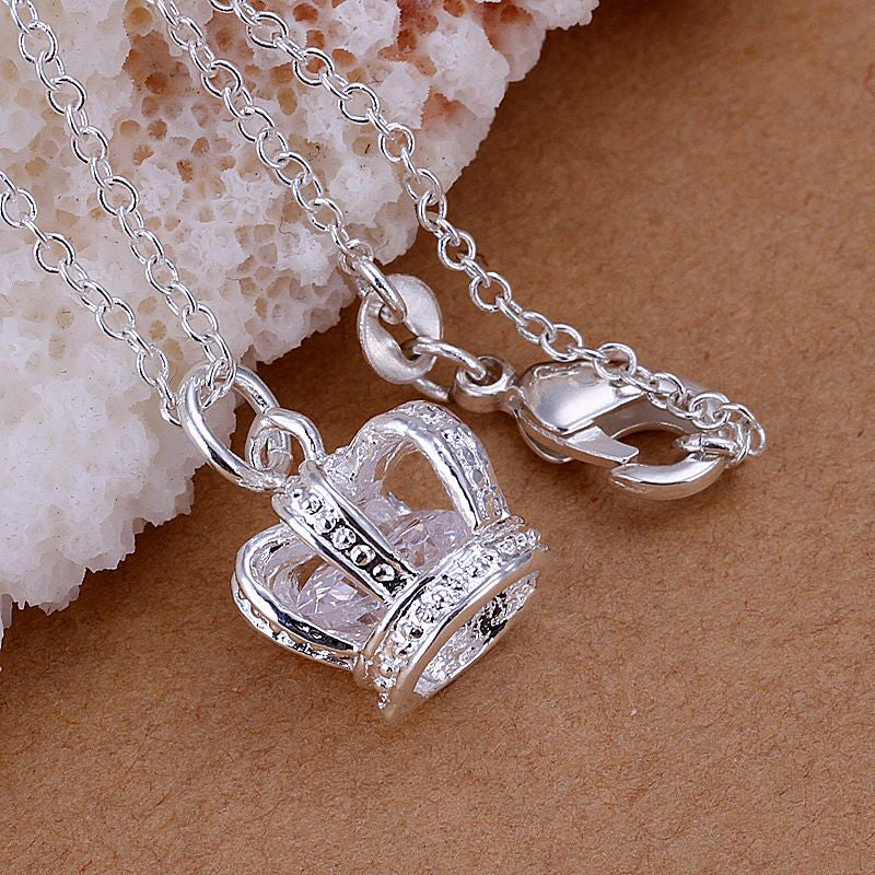 silver-plated necklaces & pendants Insets Crown colares jewelry display ELY