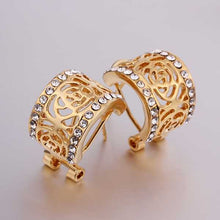 18K GP gold plated jewelry earring nickel free copper rhinestone crystal earrings SMTPE49 ELY