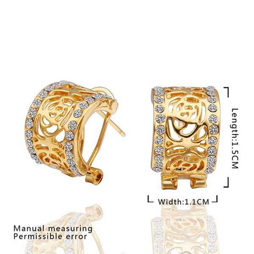 18K GP gold plated jewelry earring nickel free copper rhinestone crystal earrings SMTPE49 ELY