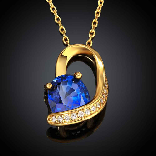 18K GP Zircon party sapphire jewelry chunky necklace collares pendantsSKGN 5 ELY