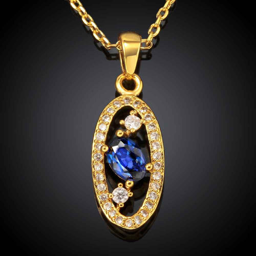 18K GP Zircon rock sapphire jewelry chunky necklace collares pendantsSKGN 52 ELY