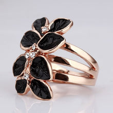 jewerly anillos 18K GP Black leaf party wedding rings girl Jewelry Rings 87 ELY