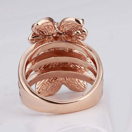 jewerly anillos 18K GP Black leaf party wedding rings girl Jewelry Rings 87 ELY