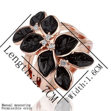 jewerly anillos 18K GP Black leaf party wedding rings girl Jewelry Rings 87 ELY