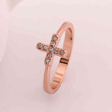 jewerly anillos 18K GP cross rose color party wedding rings girl Jewelry Rings568 ELY
