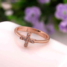 jewerly anillos 18K GP cross rose color party wedding rings girl Jewelry Rings568 ELY