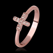 jewerly anillos 18K GP cross rose color party wedding rings girl Jewelry Rings568 ELY