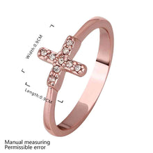 jewerly anillos 18K GP cross rose color party wedding rings girl Jewelry Rings568 ELY