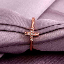 jewerly anillos 18K GP cross rose color party wedding rings girl Jewelry Rings568 ELY