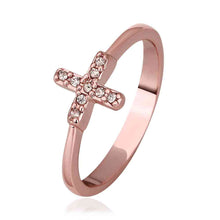 jewerly anillos 18K GP cross rose color party wedding rings girl Jewelry Rings568 ELY