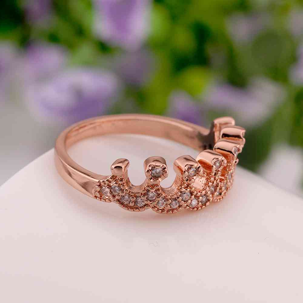 jewerly anillos 18K GP crown 2 rose color party wedding rings girl Jewelry Rings6 4 ELY