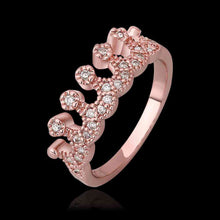 jewerly anillos 18K GP crown 2 rose color party wedding rings girl Jewelry Rings6 4 ELY