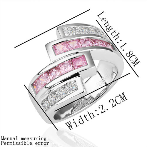 jewerly anillos 18K GP four line Platinum Plated party wedding rings girl Jewelry Rings198 ELY