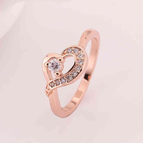 jewerly anillos 18K GP heart rose color party wedding rings girl Jewelry Rings572 ELY