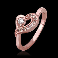 jewerly anillos 18K GP heart rose color party wedding rings girl Jewelry Rings572 ELY