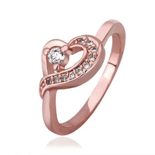 jewerly anillos 18K GP heart rose color party wedding rings girl Jewelry Rings572 ELY