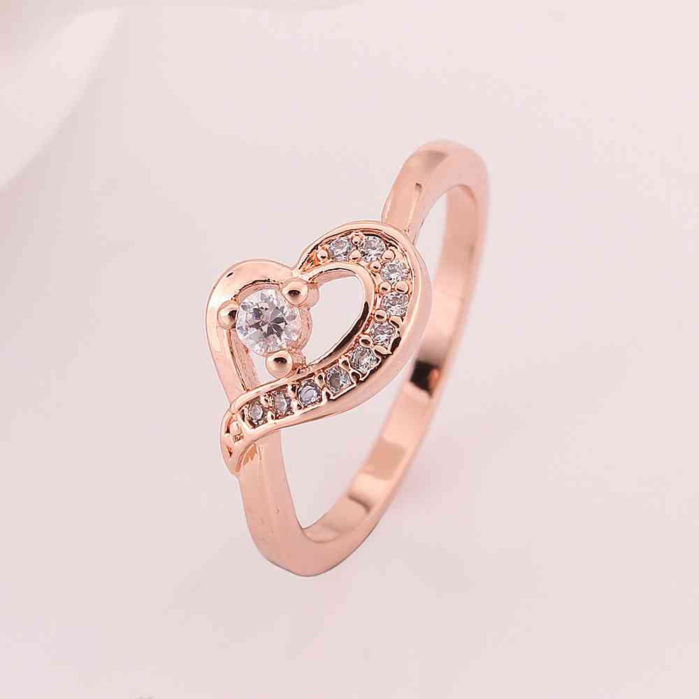 jewerly anillos 18K GP heart rose color party wedding rings girl Jewelry Rings572 ELY