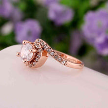 jewerly anillos 18K GP one Z stone rose color party wedding rings girl Jewelry Rings552 ELY