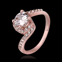 jewerly anillos 18K GP one Z stone rose color party wedding rings girl Jewelry Rings552 ELY